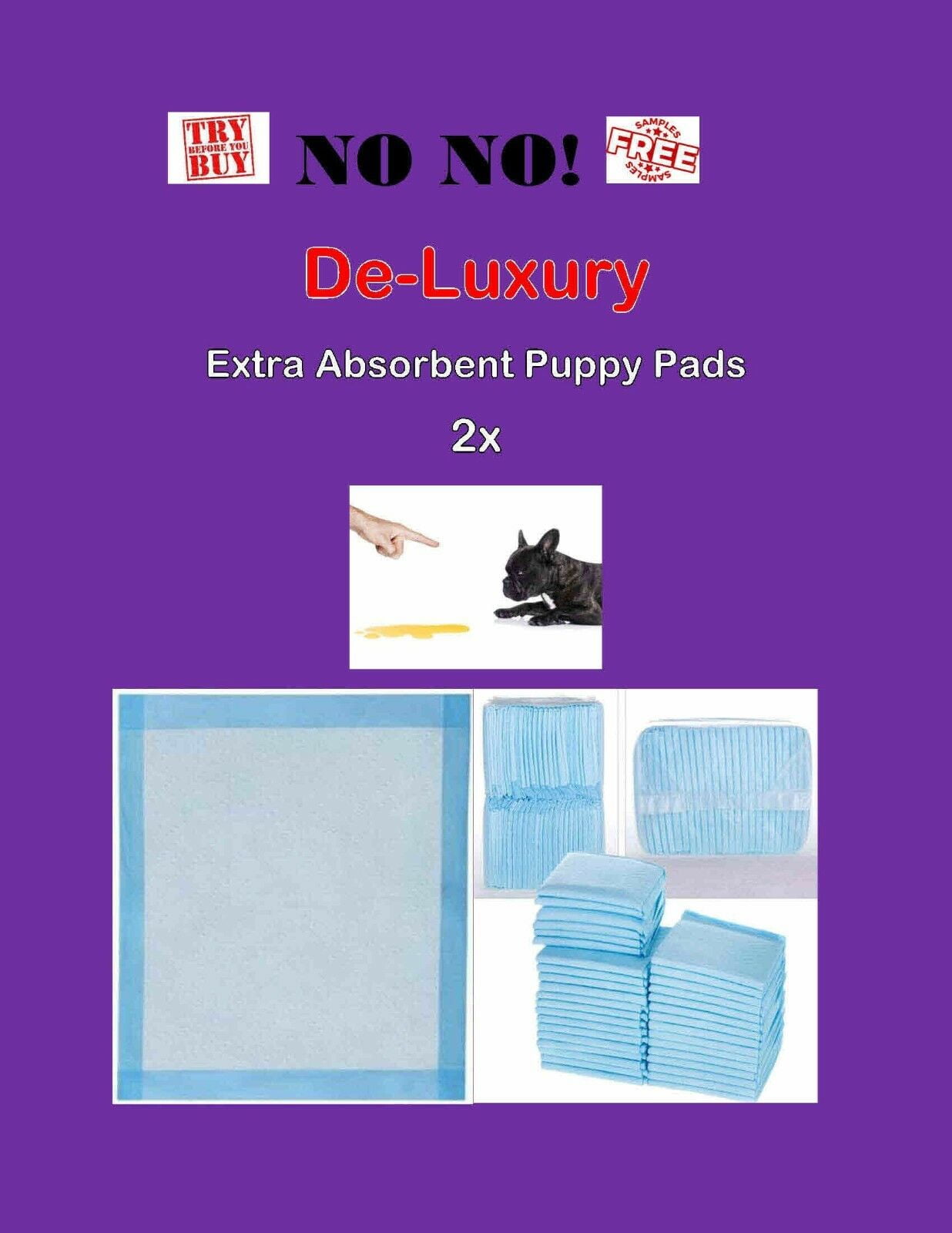 150 XL Extra Absorbent De-Luxury 2x Puppy Training Pee Piddle Pads 23x36"