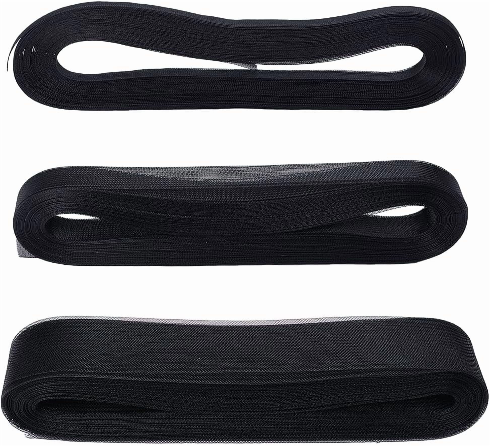 150 Yards 3 Styles Horsehair Braid 12/26/50mm Polyester Stiff Boning Hair Ribbon Black Horse Hair Braid Trim Dress Shaping Trimming Accessories