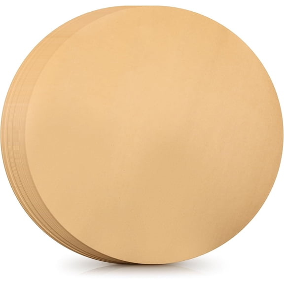 150 count 14 Inch Round  Paper  Unbleached  Paper Sheets Non-Stick Precut, Ideal for Baking, Cooking, Grilling, Air Fryer and Steaming Brown