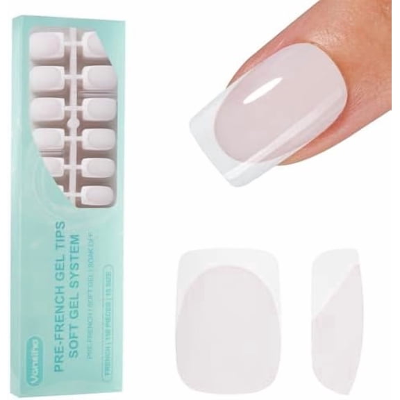 150 count Gel Nails, White Tip Press Nails, Milky White Short Square Soft Gel Tips, Nails for Art DIY 15 Sizes