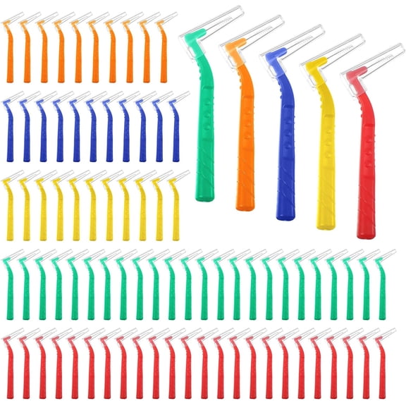 150 dental gap brushes 5 sizes shape correction brush set soft dental gap cleaners, with anti-slip handle, for traveling dental gap cleaning dental health