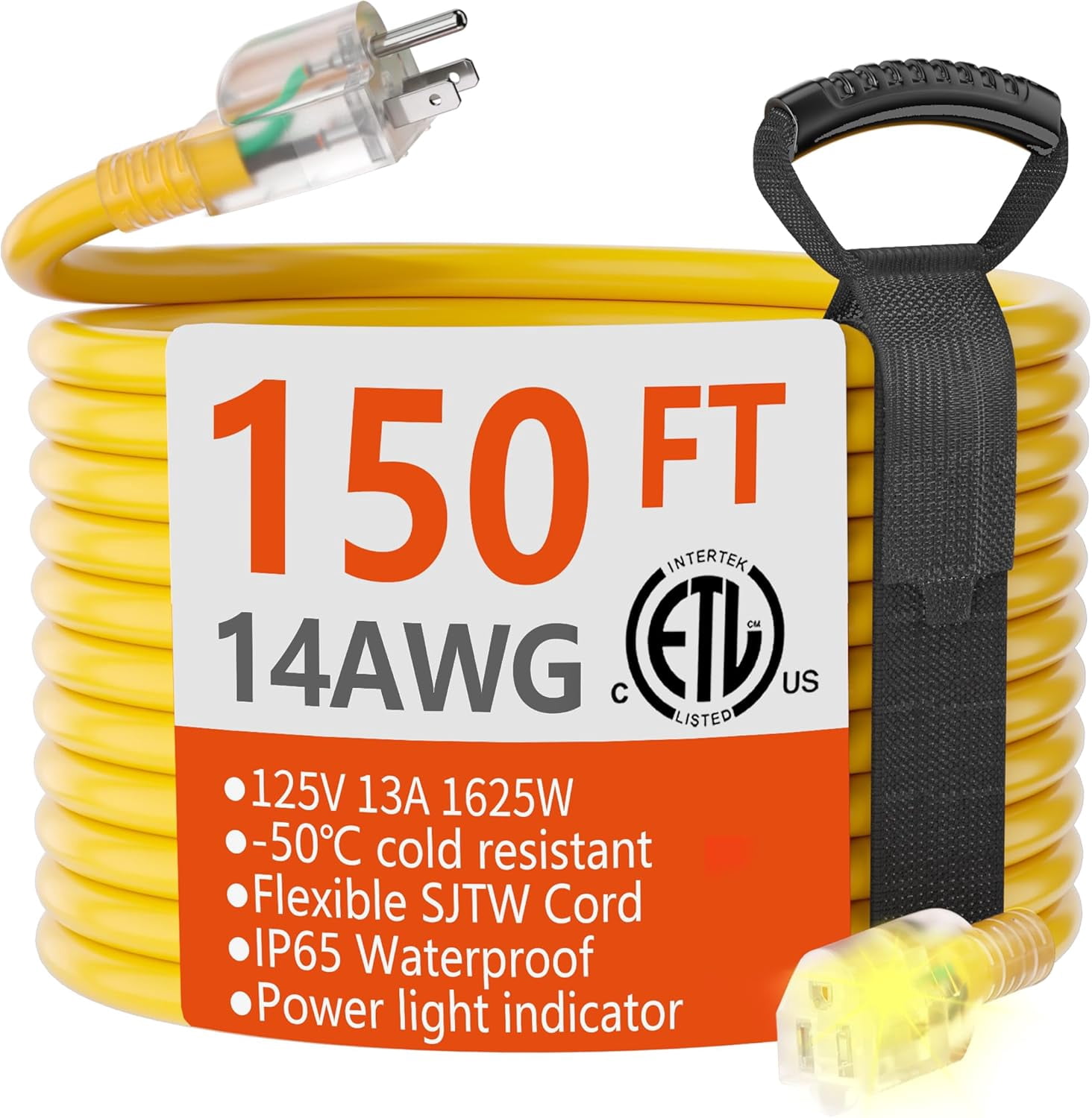 Yellow Jacket 2516 GFCI Protected 4-Outlet Power Box – 14/3 Gauge, 6-Foot Cord, In-Line GFCI With Powerlite Indicator Plug, UL Listed, Manual Test/Reset, For Workshop & Jobsite Use