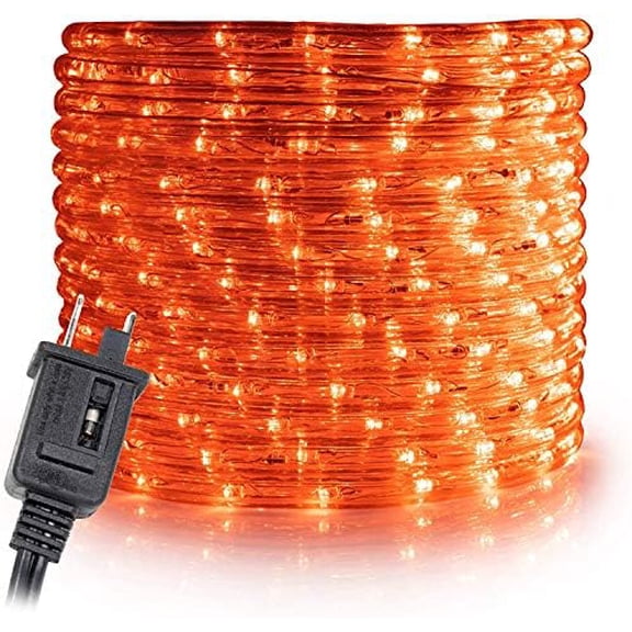 150 ft Orange (Amber) PRE-Assembled LED Extendable Rope Lights - Flexible Clear Water Resistant Tube, Christmas Xmas Tree Holiday Decoration Indoor/Outdoor Lighting, Halloween | ETL Certified