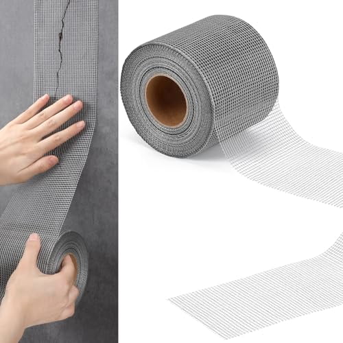 150 ft x 4 Inch Cement Board Joint Tape Self Adhesive Durable Gray Fiberglass Mesh Drywall Mesh Repair Tape for Cement Board Joints Repairing, Sealing and Strengthening