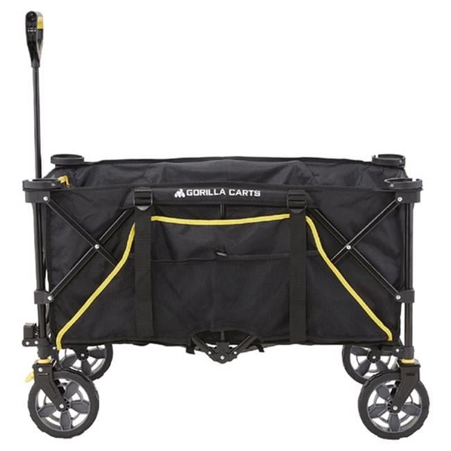 Black Steel Frame Collapsible Utility Wagon with Polyester Deck