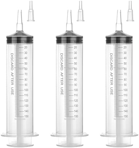 150 ml Large Syringe for Liquids, Syringe Without Needle, for Thick Liquids, 3 Pack Individually Wrapped