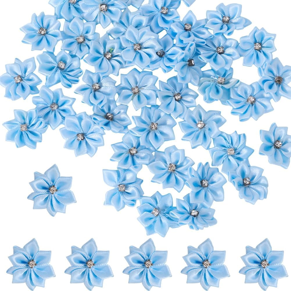 String Ribbon Flower 150 pc 150Pcs Mini Ribbon Flowers Satin Ribbons Flower Floret 1.2In ...