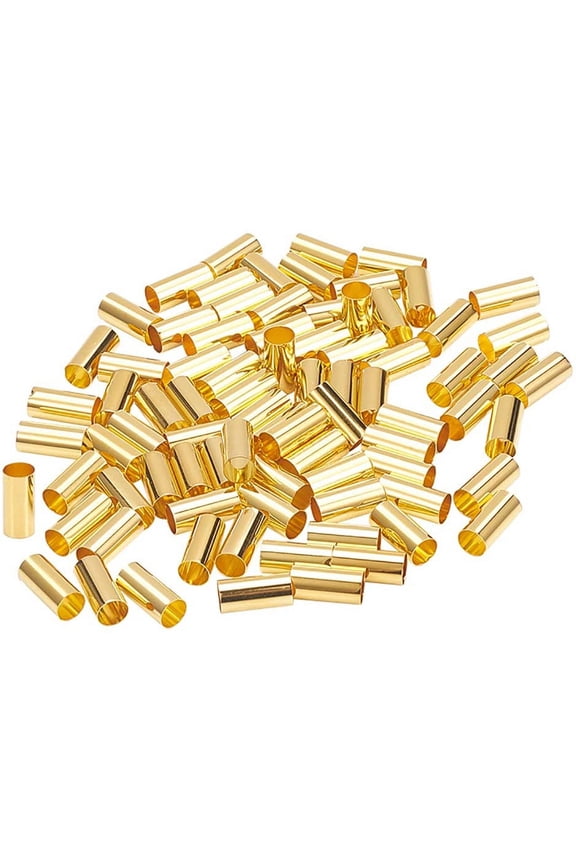 150 pcs 0.4 Inch Column Brass Tube Beads Ring Macrame Bead Spacer Beads with 4.5mm Hole