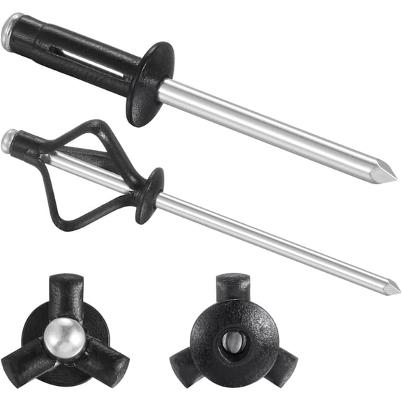 (150 pcs) Tri-Fold Rivets Assortment 3/16 * 3/4Tri Grip RivetsBlack Aluminum Blind Rivets Tri Grip Boat Kayak Rivets,Trifold RivetsBulb Style Rivets
