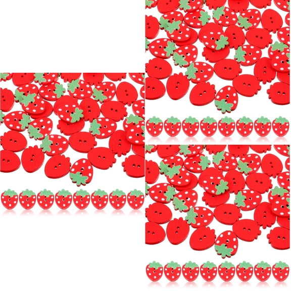 IFANLANDOR Cute Wooden Sewing Buttons 150 Pcs Red Double Holes for Artists and Children in DIY Crafts