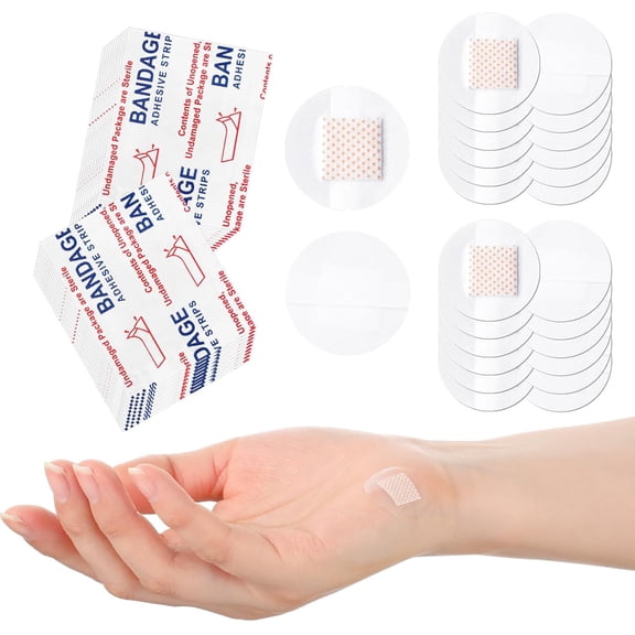 150 pieces 7/8 inch transparent waterproof plasters, small round flexible plasters, suitable for adults minor cuts, abrasions and fingertips wound care, adhere to skin while bathing or swimming