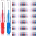 thumbnail image 1 of 150 pieces of interdental brush toothpick dental flosser tooth cleaning tools (red, blue, 0.1 inch, 0.12 inch), 1 of 4