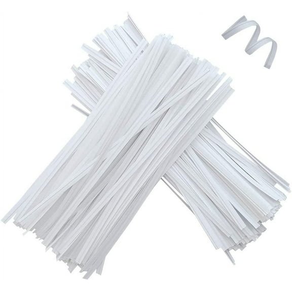 1500 Pcs 4.7 Inches Kraft Paper Twist Ties, White Bendable Reusable Bread Ties for Packaging Bag Valentines Gift Electronics Cords