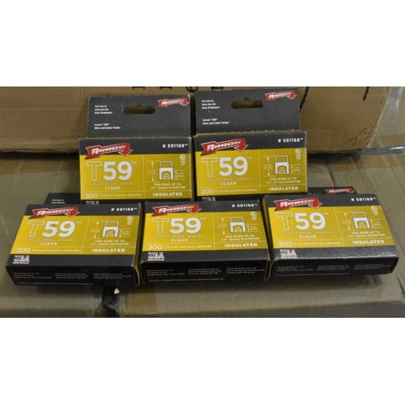 1500(5 packs of 300)Arrow T59 Clear Insulated Cable Staples 1/4" x 1/4" 591168