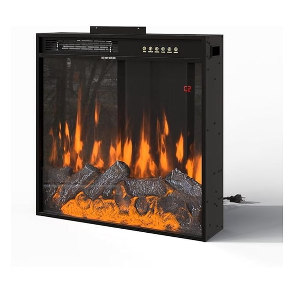 1500/750W Electric Fireplace, 23.6 Inch Recessed Fireplace Heater with Control, Electric Fire Place Insert Small Fireplaces with Touch Screen, 12 Color Flame & 8-Hour Timer