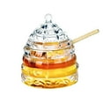 thumbnail image 1 of 1500 C Tabletop Bee-hive Glass Honey Jars with Dipper and Lid 10 oz. Crystal Clear Heavy Glass Honey Pot Honey Containers Holder for Jam Jelly Syrup Home& Kitchen, 1 of 6