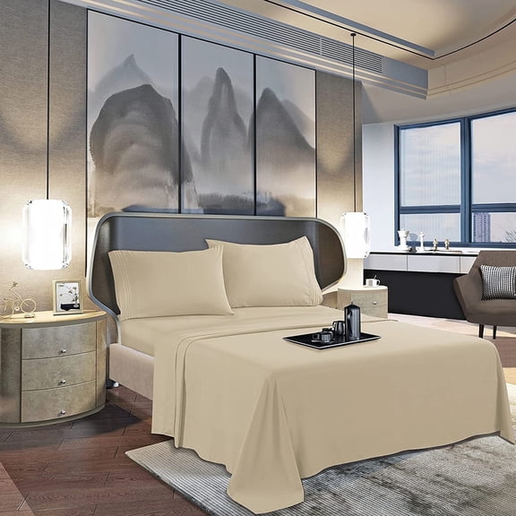 1500 Series Microfiber Flat Sheet, King Cream