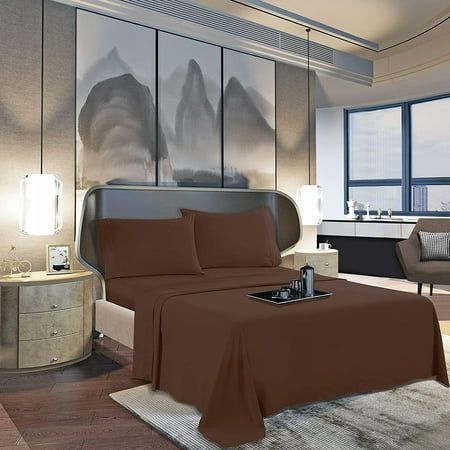 1500 Collection Flat Sheet Soft Microfiber Top Sheet - All Colors Queen, Brown