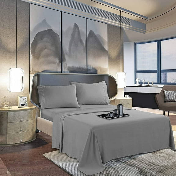 1500 Series Microfiber Flat Sheet, Queen Gray