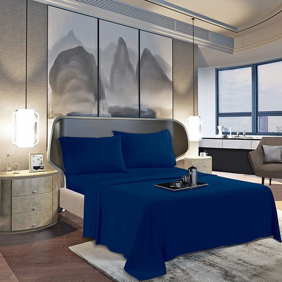 1500 Series Flat Sheet , Hotel Luxury- Soft Top Sheet, 1 Piece Twin/Twin XL, Navy