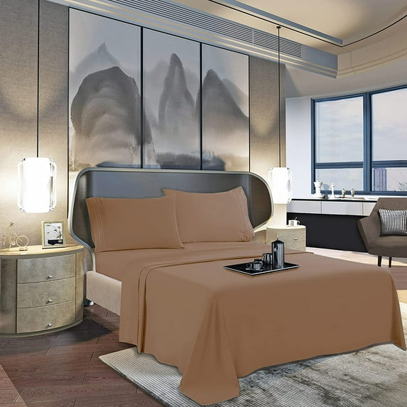1500 Series Flat Sheet , Hotel Luxury- Soft Top Sheet, 1 Piece Twin/Twin XL, Taupe