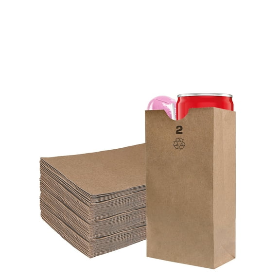 [1500 Count] Mini Brown Kraft Paper Bag (2 lb) Small - Paper Lunch Bags, Small Snacks, Gift Bags, Grocery, Merchandise, Party Bags (4 5/16" x 2 7/16" x 7 7/8") (2 Pound Capacity) by EcoQuality