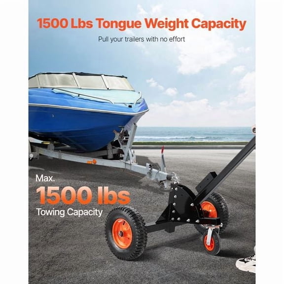 1500 LBS Heavy-Duty Trailer Dolly, 2-in-1 Trailer Mover with 2 Inch Hitch Ball, 16" Pneumatic Tires & Universal Wheel, Portable Tow Dolly for Car RV Trailer Moving