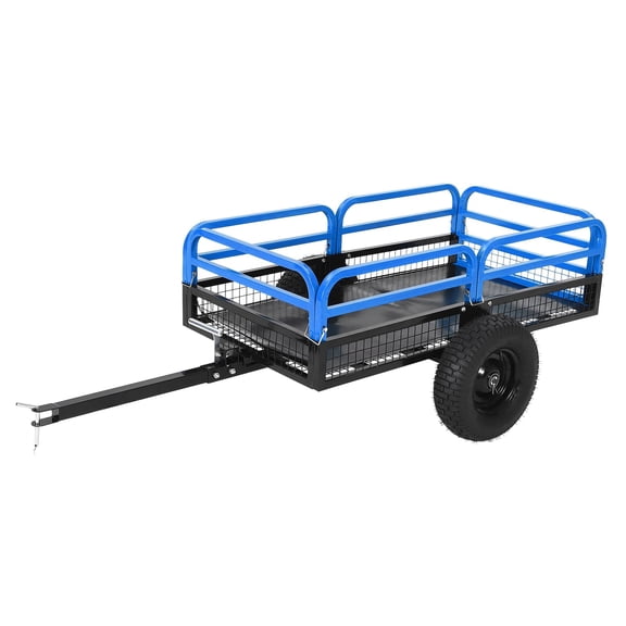 1500 Lbs Heavy Duty Steel Dump Cart, 15 Cu ft Garden Utility Trailer with Removable Sides, Hand Pull or Foot Pedal Dumping for ATV UTV Lawn Mower Tractor