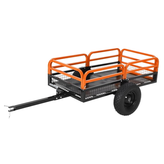 1500 Lbs Heavy Duty Steel Dump Cart, 15 Cu ft Garden Utility Trailer with Removable Sides, Hand Pull or Foot Pedal Dumping for ATV UTV Lawn Mower Tractor