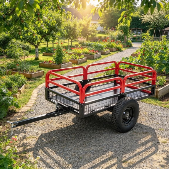 1500 Lbs Pull Behind ATV UTV Dump Cart,Heavy-Duty Steel Lawn Mower Trailer
