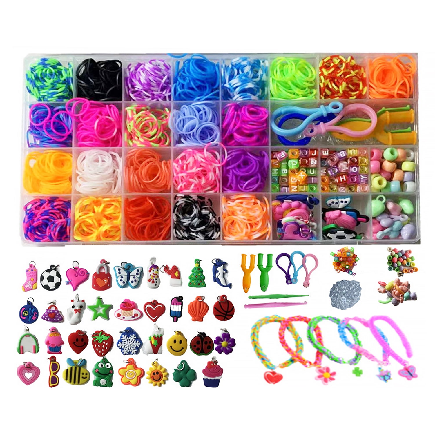 1500+ Loom Bands, Rubber Band Bracelet Kit, Loom Bracelet Making Kit