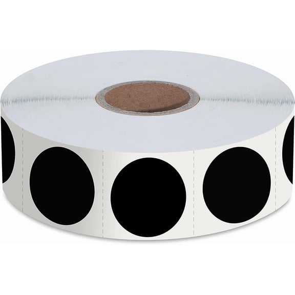 1500 PCS Black Round Color Coding Circle Dots Inventory Stickers Labels with Perforation Line in Roll (Each Measures 1" in Diameter)