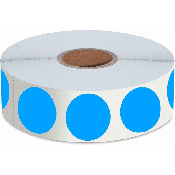 1500 PCS Blue Round Color Coding Circle Dots Inventory Stickers Labels with Perforation Line in Roll (Each Measures 1" in Diameter)