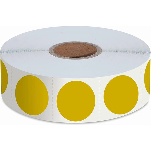 1500 PCS Gold Round Color Coding Circle Dots Inventory Stickers Labels with Perforation Line in Roll (Each Measures 1" in Diameter)