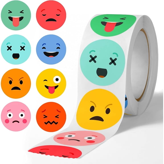 1500 PCS Smiley Face Stickers Teachers Reward Stickers for Classroom 8 Colors Style Incentive Stickers Behavior Chart Stickers (1" Each, 3 Rolls)