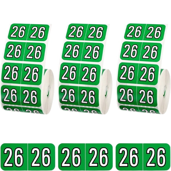 1500 Pcs 2026 Year Stickers, Waterproof File Folder Labels, Self-Adhesive Rectangle Tabs for End Folders and Envelopes, Number Tabs, Office and Home Supplies (Green)