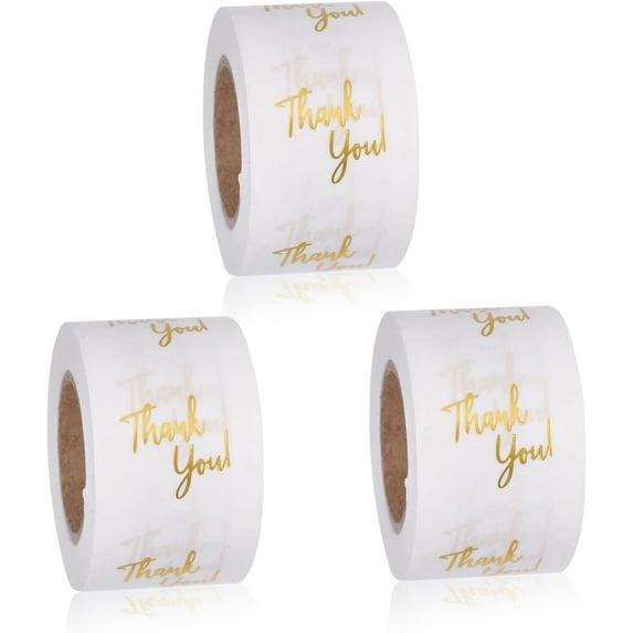 1500 Pcs 3 Roll Thank You Stickers PVC Envelope Stickers Clear Sticker Self Adhesive Envelope Seal Labels for Small Business Packing Wedding Party Dessert Snack Bag Guest Gift 1 Inch