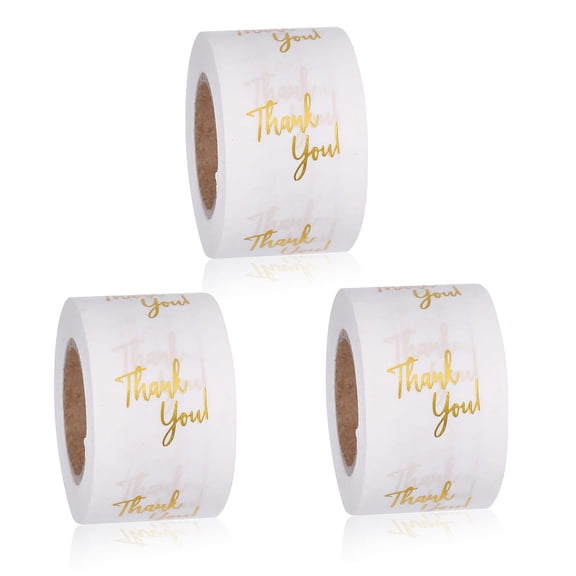 1500 Pcs 3 Roll Thank You Stickers PVC Envelope Stickers Clear Sticker Self Adhesive Envelope Seal Labels