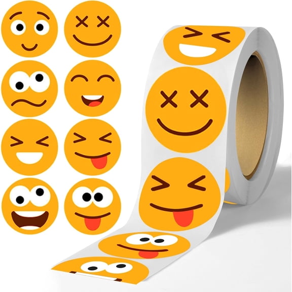 1500 Pcs Happy Smile Face Decal Sticker 3 Rolls Motivational Stickers for Teachers Colorful Behavior Chart Stickers for Student (Assorted Color, 1" Each)