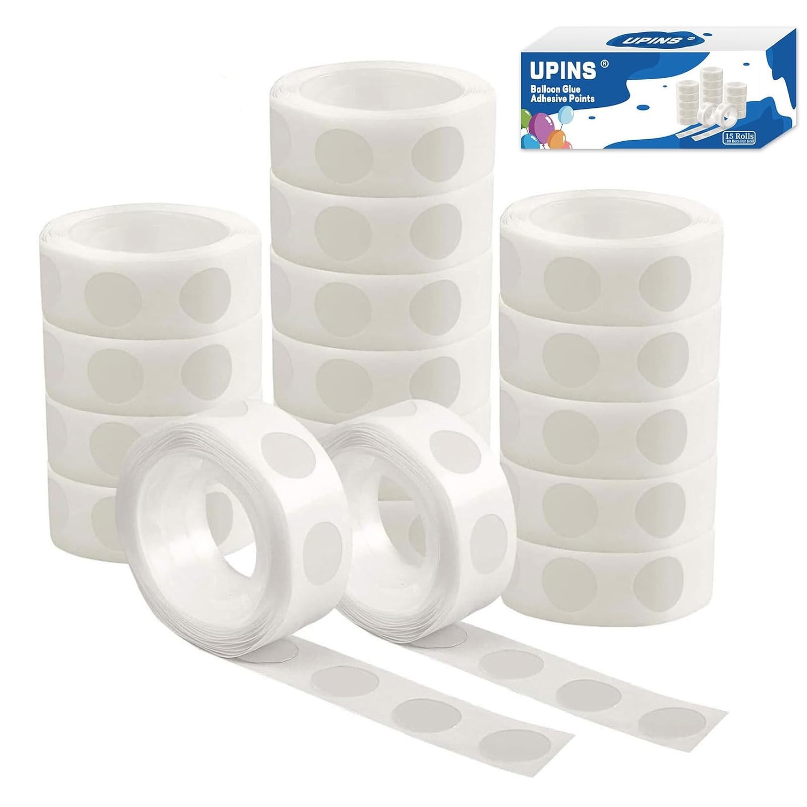 1500 Pcs Point Dots Balloon Glue Removable Adhesive Point Tape, 15 Rolls Double Sided Dots Stickers for Craft Wedding Decoration
