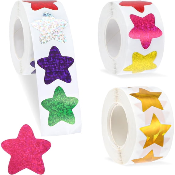 1500 Pcs Shiny Star Stickers Self Adhesive Metallic Sparkly Stickers for Kids Reward Behavior Chart for Student Planner and School Classroom Teacher Supplies