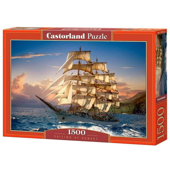 1500 Piece Jigsaw Puzzle, Sailing at Sunset, Sailing Ship Puzzle, Ocean Puzzle, Adult Puzzles, Castorland C-151431-2