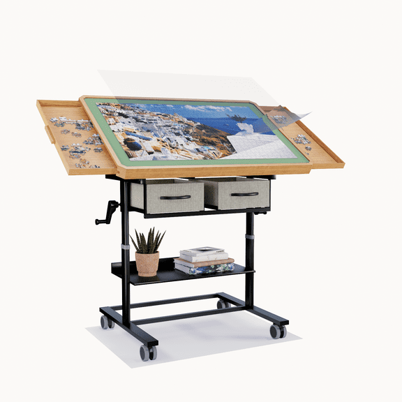 1500 Piece Jigsaw Puzzle Table with Legs,Jigsaw Puzzle Board Portable with 4 Drawers and Cover,35"x26"Adjustable Puzzle Tables for Adults,Gift for Mom