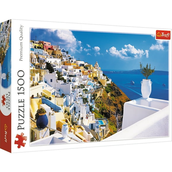 1500 Piece Jigsaw Puzzles, Santorini, Puzzle of Greece, Island Paradise Puzzle, Adult Puzzles, Trefl 26119