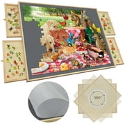 1500 Piece Puzzle Board with Drawers and Cover, 34" X 29" Wooden Rotating  Jigsaw Puzzle Table, Lazy Susan Spinning Puzzle Boards for Adults and Kids