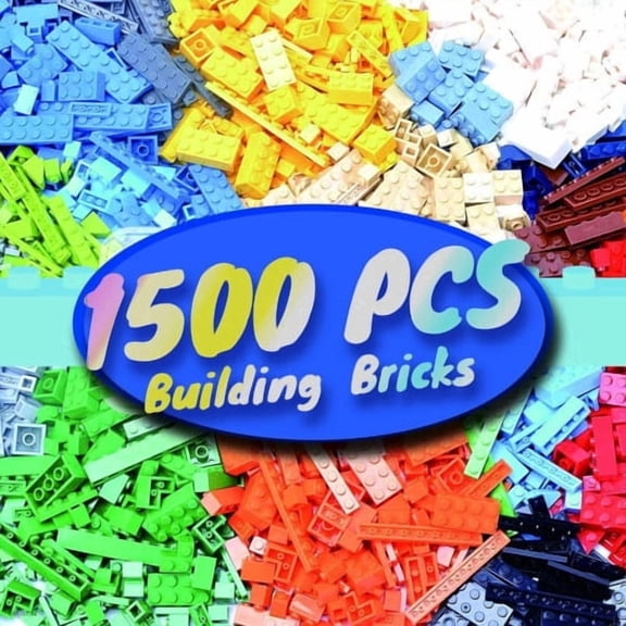 1500 Piece Classic Building Bricks Set, Multicolor Bulk Small Blocks for Creative Construction, Stackable Building Toys for Kids