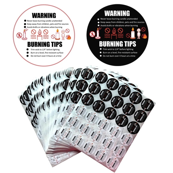 1500 Pieces Candle Warning Labels-1.5 Inch Round Stickers for Candle Making, DIY Candle Jar Container Labels with Burning Tips