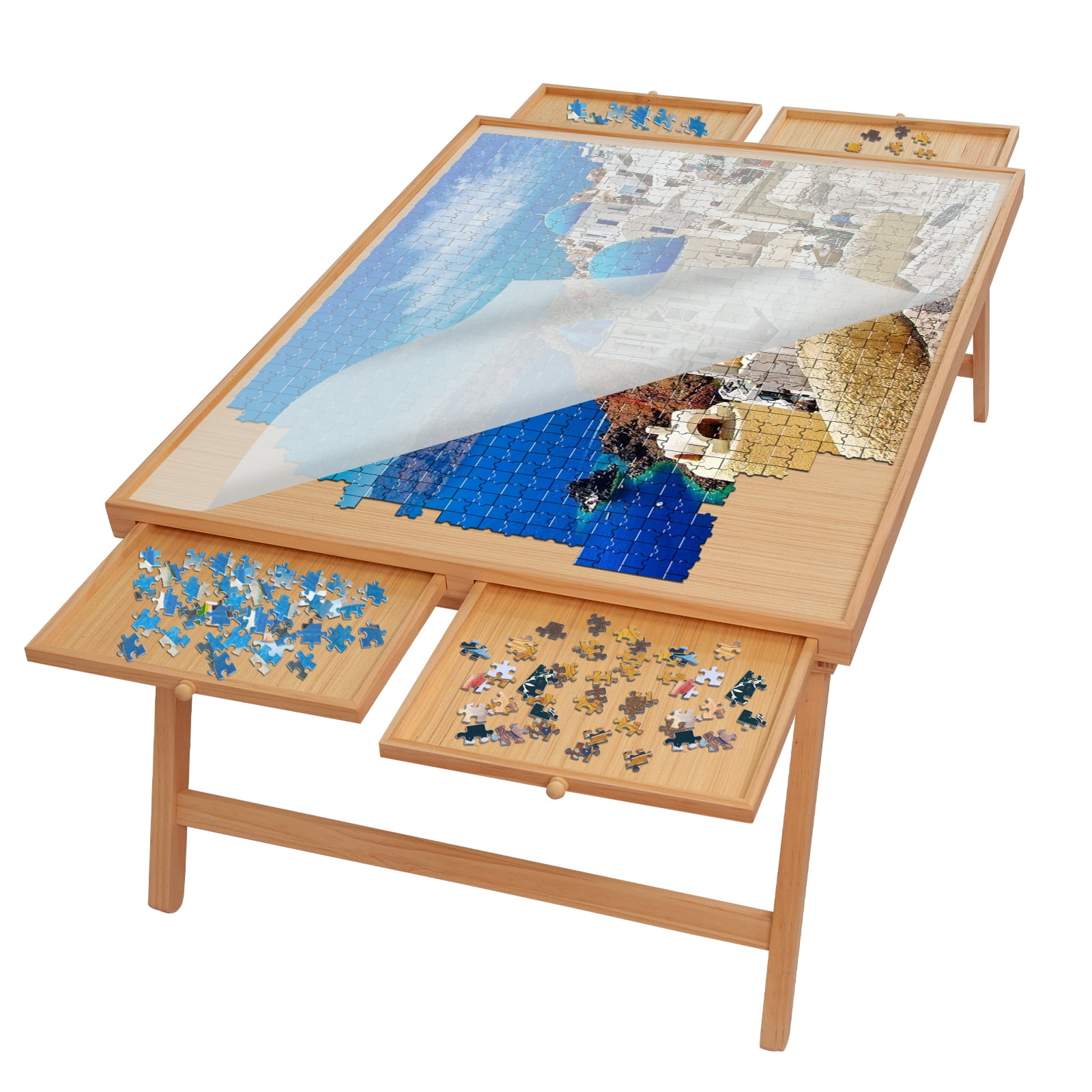 KROFEM 1500 Pieces Portable Jigsaw Puzzle Board, Foldable Puzzle Mat with  Non-Slip Surface, Sorting Trays, Puzzle Saver,Puzzle Accessories for Adults