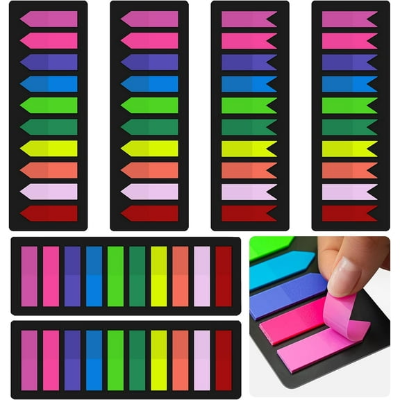 1500 Pieces Page Markers Sticky Index Tabs, Arrow Flag Tabs Self Adhesive, Colored Notes Tab Stickers for Notebook, Documents, Books [10 Colors, 3 Designs] Sticks Securely, Removes Cleanly
