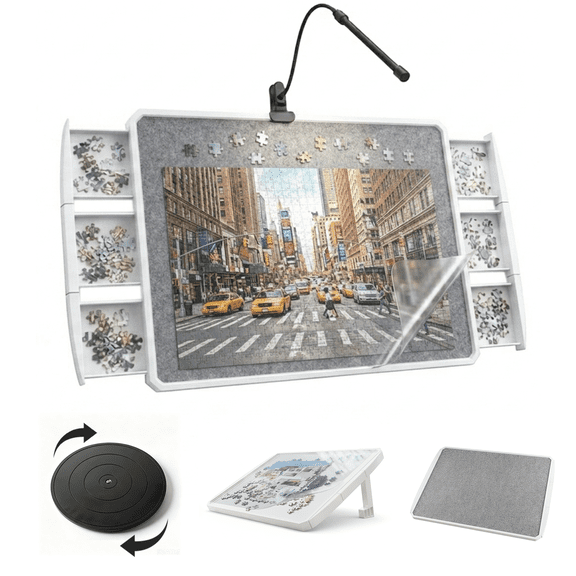 1500 Pieces Rotating Puzzle Board with 6 Drawers and Cover 35"x26"Portable Spinning Plastic with Rotating & Tilting Jigsaw Puzzle Table for Adults Gift for mom
